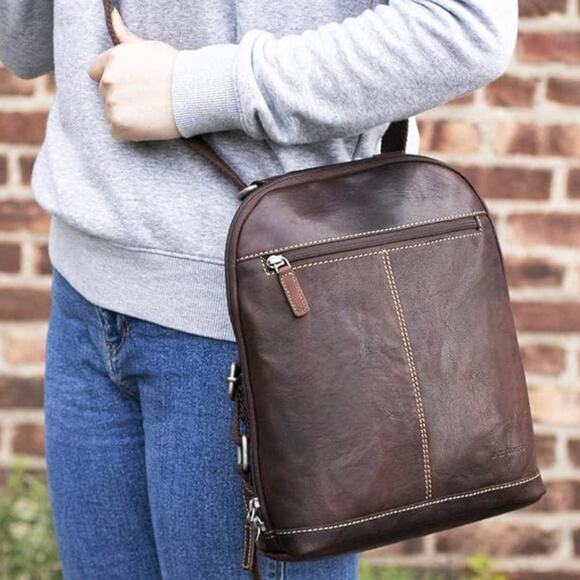 JACK GEORGES’ VOYAGER SMALL CONVERTIBLE LEATHER BACKPACK/CROSSBODY BAG - Picture 2 of 9